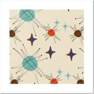 Mid Century Mod 3D Starburst pattern Posters and Art